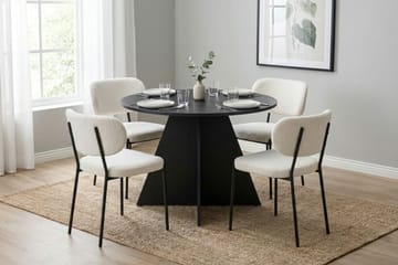 Vera Matgrupp runt 110 cm Svart med 4 Gemmiano Matstolar - Svart - Products - Möbler - Bord & matgrupp - Matgrupp