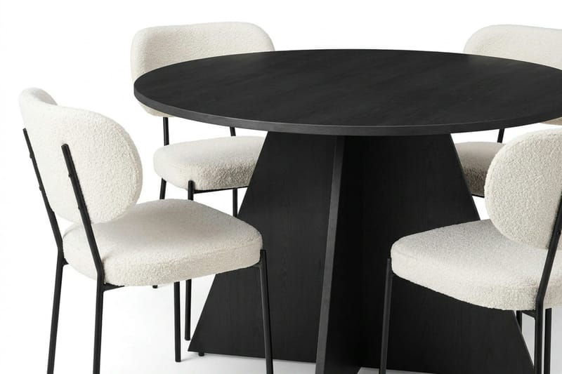 Vera Matgrupp runt 110 cm Svart med 4 Gemmiano Matstolar - Svart - Products - Möbler - Bord & matgrupp - Matgrupp