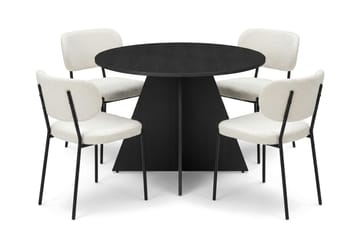 Vera Matgrupp runt 110 cm Svart med 4 Gemmiano Matstolar - Svart - Products - Möbler - Bord & matgrupp - Matgrupp