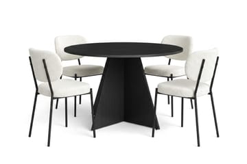 Vera Matgrupp runt 110 cm Svart med 4 Gemmiano Matstolar - Svart - Products - Möbler - Bord & matgrupp - Matgrupp