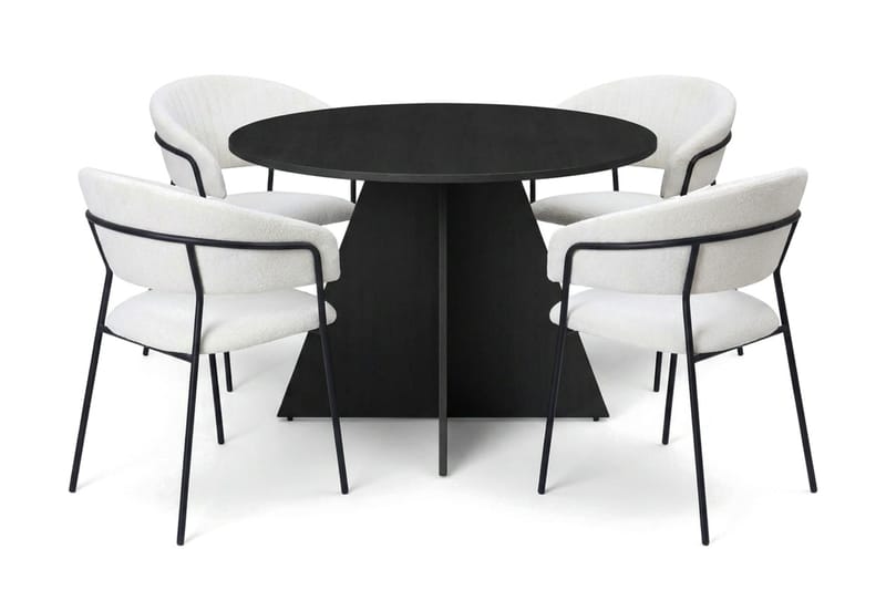 Vera Matgrupp runt 110 cm Svart med 4 Karol Matstolar - Svart - Products - Möbler - Bord & matgrupp - Matgrupp