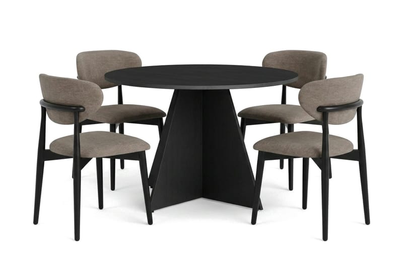 Vera Matgrupp runt 110 cm Svart med 4 Molly Matstolar - Svart - Products - Möbler - Bord & matgrupp - Matgrupp