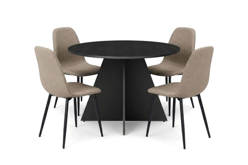 Vera Matgrupp runt 110 cm Svart med 4 Nibe Matstolar - Svart - Products - Möbler - Bord & matgrupp - Matgrupp