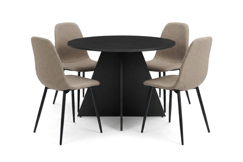 Vera Matgrupp runt 110 cm Svart med 4 Nibe Matstolar - Svart - Products - Möbler - Bord & matgrupp - Matgrupp