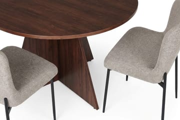 Vera Matgrupp runt 110 cm Valnöt med 4 Elsie Matstolar - Valnöt/Ljusgrå - Products - Möbler - Bord & matgrupp - Matgrupp