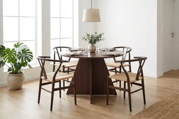 Vera Matgrupp runt 110 cm Valnöt med 4 Elysia Matstolar - Products - Möbler - Bord & matgrupp - Matgrupp