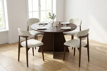 Vera Matgrupp runt 110 cm Valn öt med 4 Molly Matstolar - Valnöt - Products - Möbler - Bord & matgrupp - Matgrupp