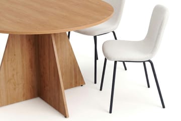 Vera Matgrupp runt 130 cm Ek med 6 Katy Matstolar - Ek - Products - Möbler - Bord & matgrupp - Matgrupp