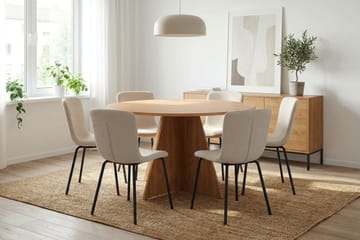 Vera Matgrupp runt 130 cm Ek med 6 Katy Matstolar - Ek - Products - Möbler - Bord & matgrupp - Matgrupp