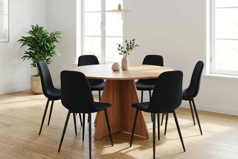 Vera Matgrupp runt 130 cm Ek med 6 Nibe Matstolar - Ek - Products - Möbler - Bord & matgrupp - Matgrupp