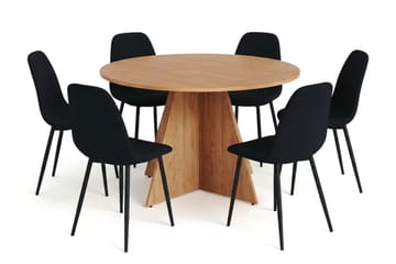Vera Matgrupp runt 130 cm Ek med 6 Nibe Matstolar - Ek - Products - Möbler - Bord & matgrupp - Matgrupp