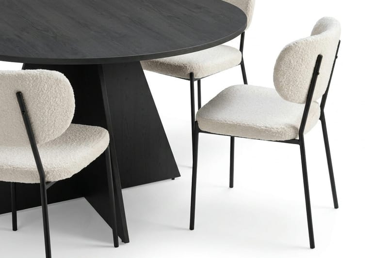 Vera Matgrupp runt 130 cm Svart med 6 Gemmiano Matstolar - Svart - Products - Möbler - Bord & matgrupp - Matgrupp
