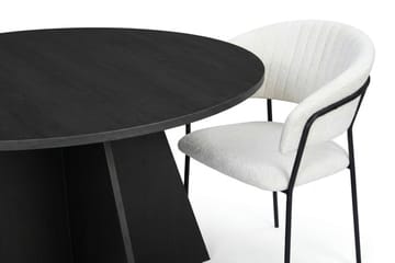 Vera Matgrupp runt 130 cm Svart med 6 Karol Matstolar - Svart - Products - Möbler - Bord & matgrupp - Matgrupp