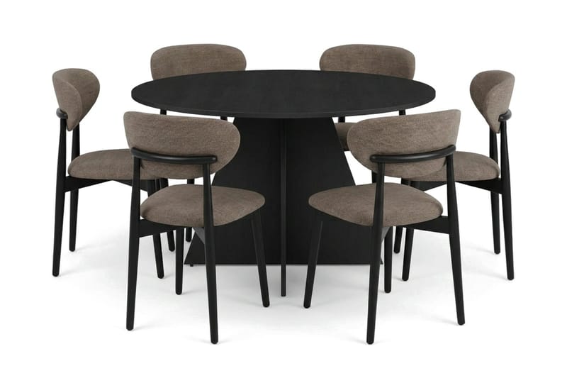 Vera Matgrupp runt 130 cm Svart med 6 Molly Matstolar - Svart - Products - Möbler - Bord & matgrupp - Matgrupp