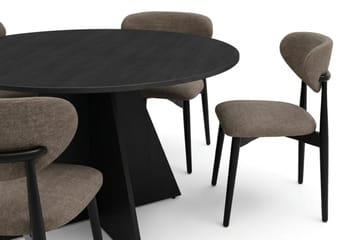Vera Matgrupp runt 130 cm Svart med 6 Molly Matstolar - Svart - Products - Möbler - Bord & matgrupp - Matgrupp