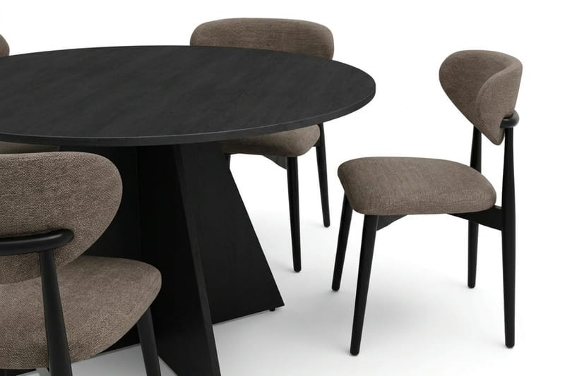 Vera Matgrupp runt 130 cm Svart med 6 Molly Matstolar - Svart - Products - Möbler - Bord & matgrupp - Matgrupp