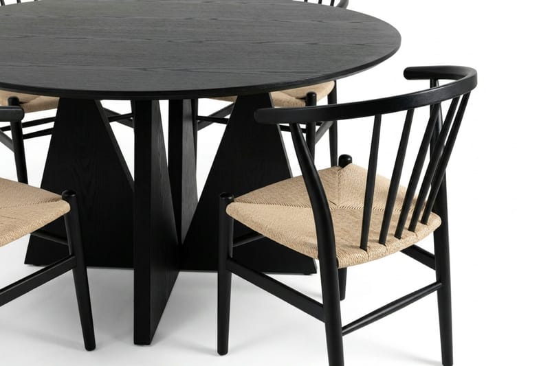 Vera Matgrupp runt 130 cm Svart med 6 Winston Matstolar - Svart - Products - Möbler - Bord & matgrupp - Matgrupp