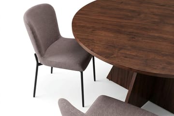 Vera Matgrupp runt 130 cm Valnöt med 6 Elsie Matstolar - Valnöt/Grå - Products - Möbler - Bord & matgrupp - Matgrupp