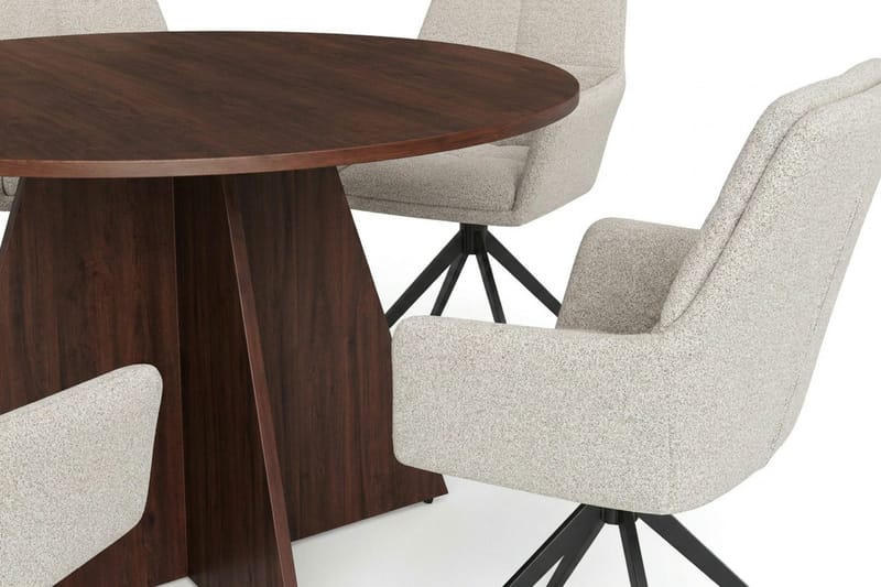 Vera Matgrupp runt 130 cm Valnöt med 6 Torsby Matstolar - Valnöt - Products - Möbler - Bord & matgrupp - Matgrupp