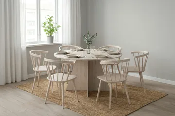 Vera Runt Matbord ø130 cm Fanér - Vitlaserad - Products - Möbler - Bord & matgrupp - Matbord & köksbord