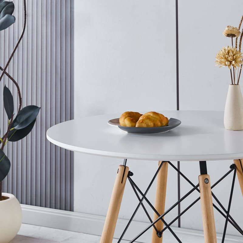 Vilgot runt matbord Ø80 cm - Vit / Trä - Vit/Trä - Products - Möbler - Bord & matgrupp - Matbord & köksbord