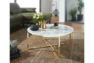 Willowdale Soffbord 80 cm Runt - Vit/Grå/Guld - Products - Möbler - Bord & matgrupp - Soffbord