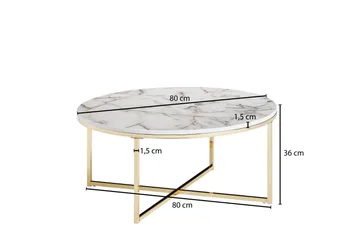 Willowdale Soffbord 80 cm Runt - Vit/Grå/Guld - Products - Möbler - Bord & matgrupp - Soffbord