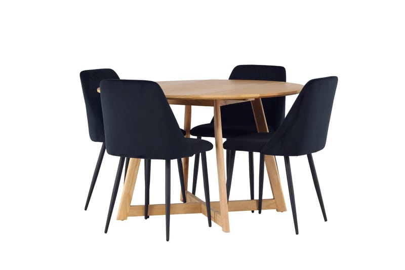 Yakidon Matgrupp 120 cm Rund med 4 Night stolar - Svart - Products - Möbler - Bord & matgrupp - Matgrupp