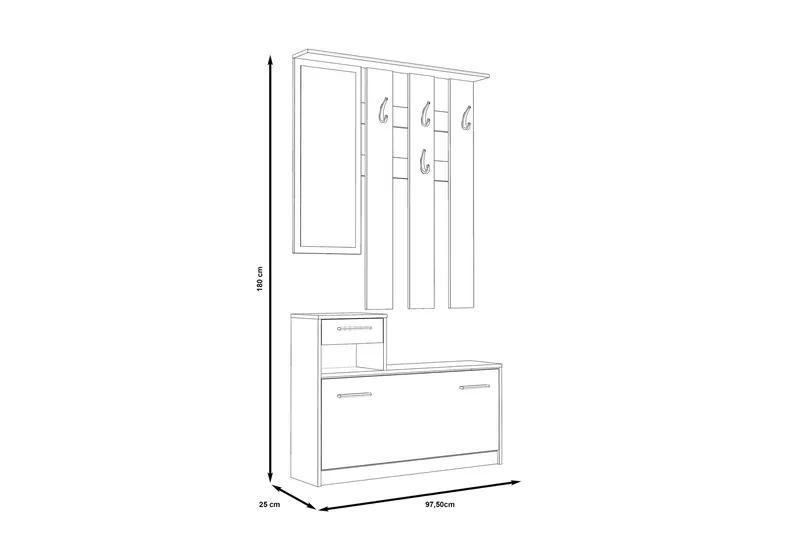 Breslau Hallmöbelset 98x180 cm - Beige/Vit - Products - Möbler - Hallmöbler - Möbelset för hall & entre