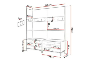 Dunvegan Hallmöbelset 168x46 cm - Vit - Products - Möbler - Hallmöbler - Möbelset för hall & entre