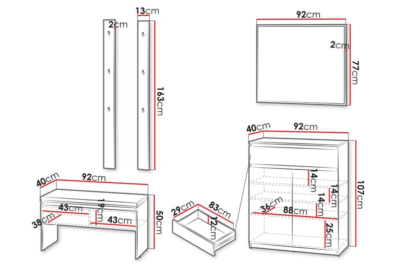 Simply Hallmöbelset - Vit - Products - Möbler - Hallmöbler - Möbelset för hall & entre