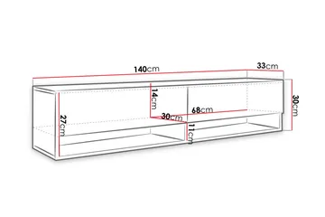 Brya TV-bänk 140 cm LED-belysning - Beige/Vit/RGB LED - Products - Möbler - TV- & Mediamöbler - TV bänk & mediabänk