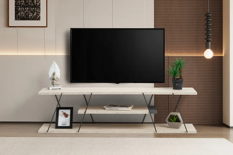 Canaz Tv-bänk 120 cm - Svart/Marmor - Products - Möbler - TV- & Mediamöbler - TV bänk & mediabänk