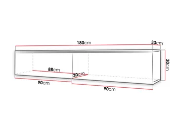 Cuguen Vägghängd Tv bänk med Förvaring 180x32x30 cm - Vit / Högglans - Products - Möbler - TV- & Mediamöbler - TV bänk & mediabänk