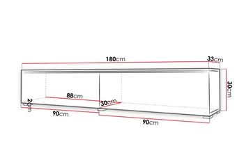 Cuguen Vägghängd Tv bänk med Förvaring 180x32x30 cm - Vit / Högglans - Products - Möbler - TV- & Mediamöbler - TV bänk & mediabänk