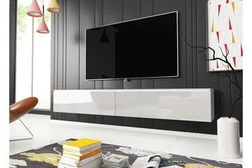 Cuguen Vägghängd Tv bänk med Förvaring 180x32x30 cm - Vit / Högglans - Products - Möbler - TV- & Mediamöbler - TV bänk & mediabänk