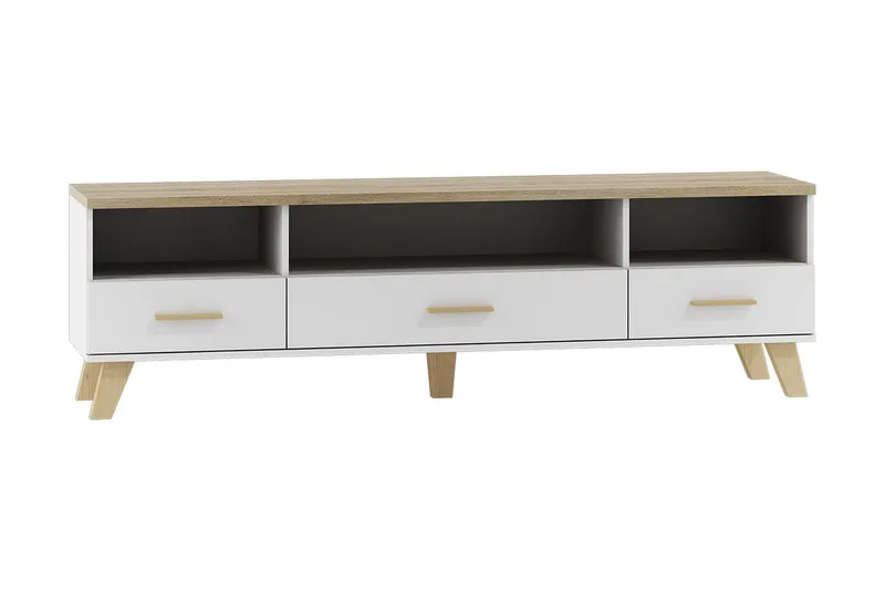Kardos TV-bänk 180 cm, Vit/Ek