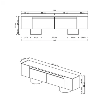 Kumail Tv-bänk 180 cm - Brun/Svart - Products - M öbler - TV- & Mediamöbler - TV bänk & mediabänk
