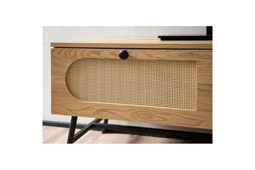 Lowboard Wohnling Melaminbelagd MDF-ekoptik, rottingfront, 2 lådor, metallben Modern - Products - Möbler - TV- & Mediamöbler - TV-skåp