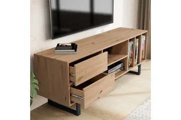 Lowboard Wohnling modernt spånskiva, 2 lådor, förvaringsbrickor, metallben, modern stil Ek - Ek - Products - Möbler - TV- & Mediamöbler - TV bänk & mediabänk