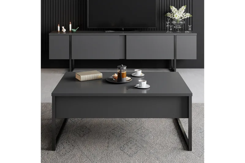 Luxe Tv-bänk 180x50 cm Svart - Hanah Home - Products - Möbler - TV- & Mediamöbler - TV bänk & mediabänk
