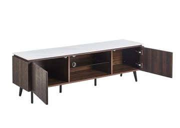 Salvador tv-bänk med förvaring 160 cm lång - Marmor / mörkbrun - marmor/mörkbrun - Products - Möbler - TV- & Mediamöbler - TV bänk & mediabänk
