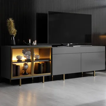 Seyring Tv-bänk 190 cm - Antracit och guld - Products - Möbler - TV- & Mediamöbler - TV bänk & mediabänk