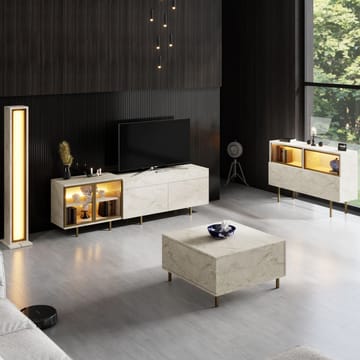 Seyring Tv-bänk 190 cm - Travertin och guld - Products - Möbler - TV- & Mediamöbler - TV bänk & mediabänk