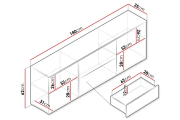 Sherie Tv-bänk 180 cm - Svart - Products - Möbler - TV- & Mediamöbler - TV bänk & mediabänk