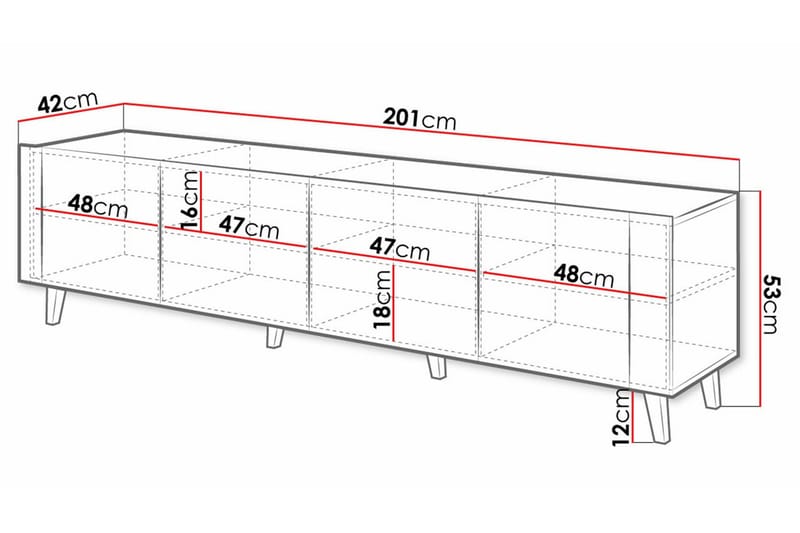 Strontian Tv-skåp 201 cm Scandinavian Choice Black - Products - Möbler - TV- & Mediamöbler - TV-skåp