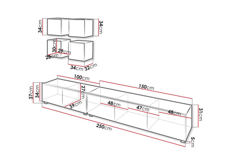 Tessan Tv-möbelset - Vit - Products - Möbler - TV- & Mediamöbler - TV-möbelset