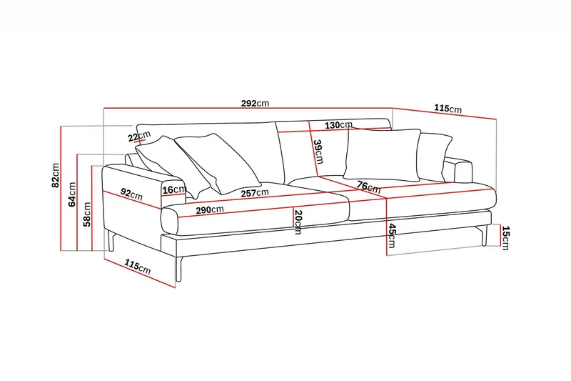 Menard Premium 5-sits Djup Soffa i Chenille - Grå/Blå - Products - Möbler - Soffa