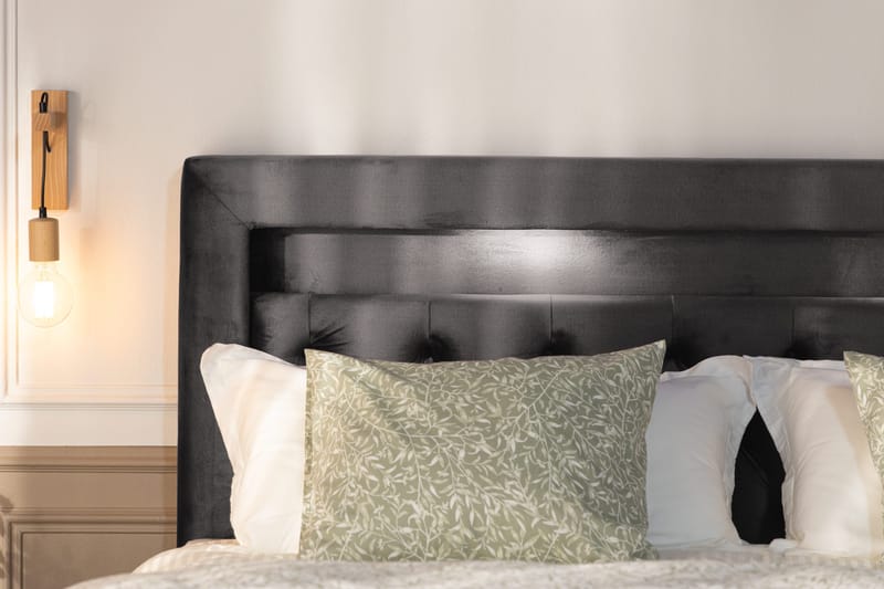 Alessia Komplett Sängpaket med Förvaring LED-belysning 160x200 cm - Mörkgrå - Products - Möbler - Säng - Säng med förvaring