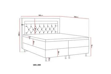 Alessia Komplett Sängpaket med Förvaring LED-belysning 180x200 cm - Beige - Products - Möbler - Säng - Säng med förvaring